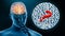 Brain activity of man while thinking 3D rendering illustration. Neuroscience, neurology, anatomy, science, medicine, psychology,