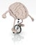 Brain with arms and legs rides a unicycle