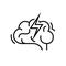 Brain attack line icon, concept sign, outline vector illustration, linear symbol.