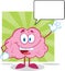 Brain Cartoon Character Waving For Greeting With S