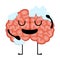 Brain cartoon taking a shower with shampoo