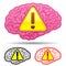 Brain with caution sign collection