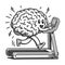 Brain Character Jogging on Treadmill vector