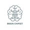 Brain chipset line icon, vector. Brain chipset outline sign, concept symbol, flat illustration