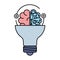 Brain with circuit and bulb