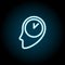 Brain, clock blue neon icon. Simple thin line, outline vector of time icons for ui and ux, website or mobile application