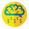 Brain cloud make money rain business icon