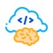Brain cloud separation icon vector outline illustration