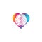 Brain connection heart shape concept logo design.