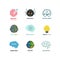 Brain, creation, invention, inspiration, idea vector icons