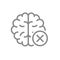 Brain with cross checkmark line icon. Diseases internal organ symbol