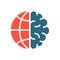 Brain with Earth colored icon. World Brain Day, World Stroke Day symbol