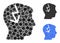 Brain electric strike Mosaic Icon of Round Dots