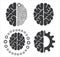 Brain engineering icons vector illustration black linear on white background