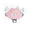 Brain Feeling Dizzy Comic Character Representing Intellect And Intellectual Activities Of Human Mind Cartoon Flat Vector