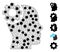 Brain Gear Polygonal Mesh Icon with Virus Parts