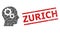 Brain Gears Recursive Collage of Brain Gears Icons and Scratched Zurich Stamp