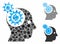 Brain gears rotation Mosaic Icon of Abrupt Pieces