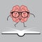 Brain with glasses and book, human vector