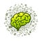 Brain green icons on a white background