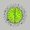 Brain green icons on a white background. Vector