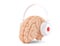 Brain with headphones. . Cotains clipping path