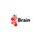 Brain hemispheres logo, red round shapes, abstract vector unusual logotype template. Medical or other science simple