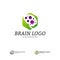 Brain with Hexagon Logo Vector Template. Hexagon with Brain Mind Logo Concepts