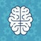 Brain human organ with gears pattern line style icon