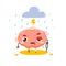 The brain is hurt with a storm above. Isolated Vector Illustration