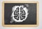 brain icon on blackboard