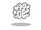 Brain icon, flat design, hand drawing. Illustration of mind, contour of symbol black
