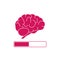 Brain icon. Progress loading bar. Pink marrow. Knowledge and intelligence boost meter. Vector