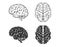 Brain icon set. mind, intelligence and medical neurology symbol
