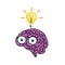 Brain with idea bulb color vector