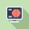 Brain image monitor icon flat vector. Scan mri lab