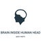 brain inside human head icon vector from body parts collection. Thin line brain inside human head outline icon vector illustration