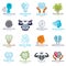 Brain and intelligence vector icons or logos concepts set. Artificial Intelligence, Bright Mind, Brain Training, Feelings soul