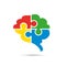 Brain and jigsaw puzzle icon