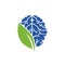 Brain leaf vector logo design template.