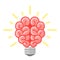 Brain in the light bulb. Creative concept. Idea. Brainstorm