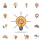 brain in a light bulb fild color icon. Detailed set of color idea icons. Premium graphic design. One of the collection icons for