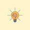 brain in a light bulb fild outline icon. Element of idea and solutions for mobile concept and web apps. Fild outline icon for webs