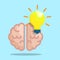 Brain with light bulb idea knowledge concept