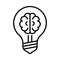 Brain in light bulb line icon