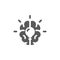 Brain and lightbulb black vector icon