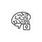 Brain lock line icon