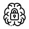 Brain And Locked Padlock Icon Outline Illustration