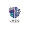 Brain logo, think about industry, gear, factory design template