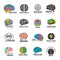 Brain logotypes. Business concept of colored smart mind innovation creative vector colored symbols